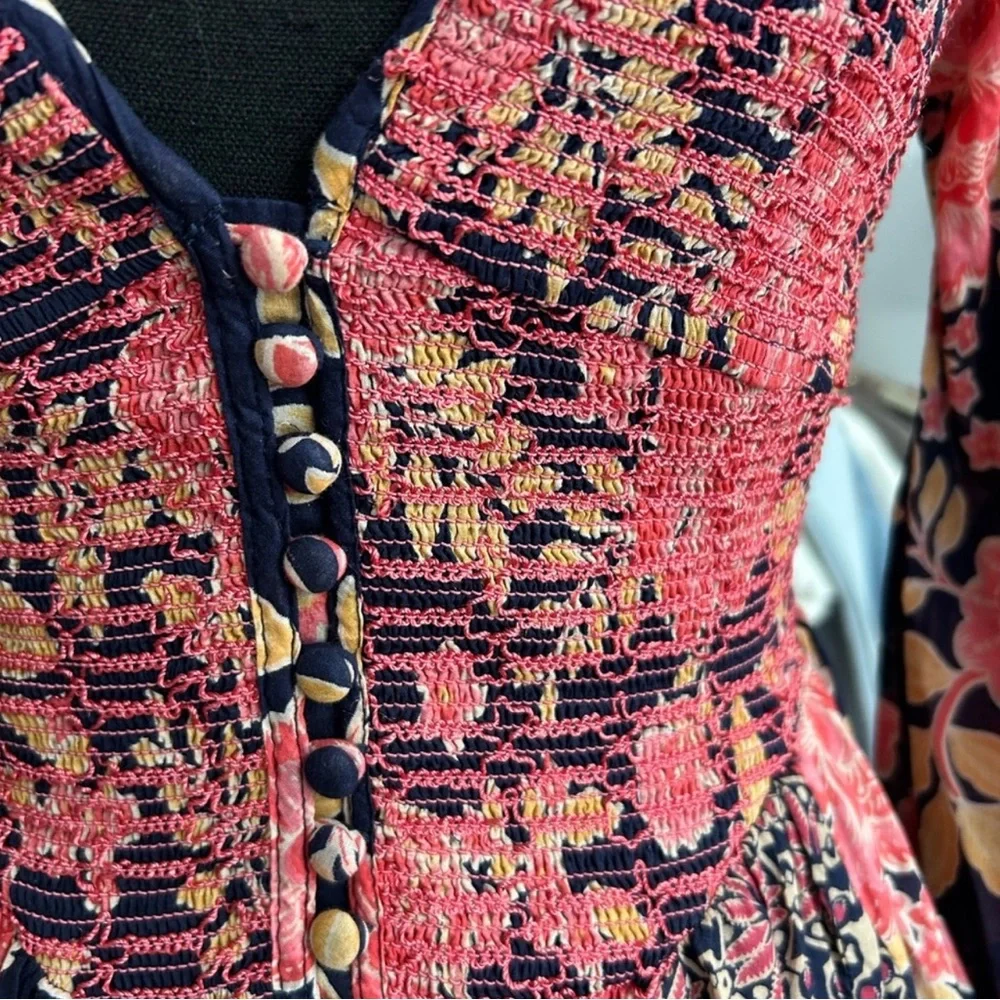 Free People Navy and Pink Floral Long Sleeve Dress - Picture 6 of 11